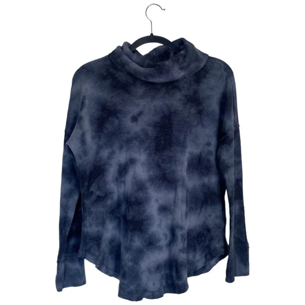 ANTHROPOLOGIE Maeve Ainsley Cowl Neck Tie Dye Thermal Top Size Extra Small